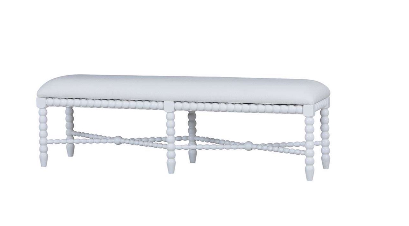 Cholet medium white upholstered Bench | True White
