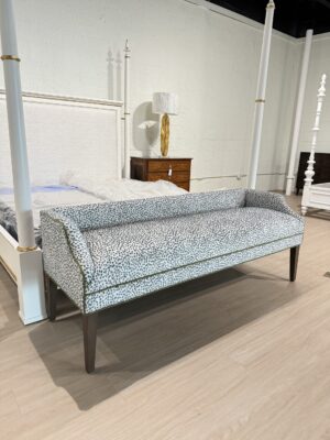 Massoud Claire Upholstered Bench | Lizzy Azul w/ Banks Velvet Zucchini Welting