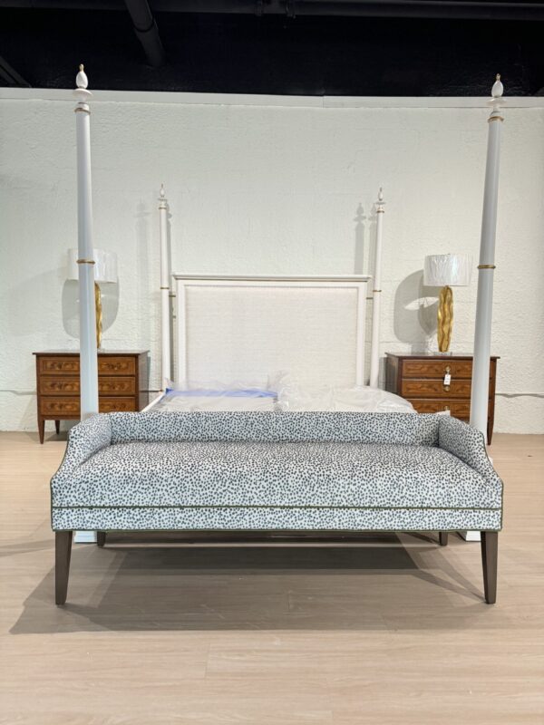 Massoud Claire Upholstered Bench | Lizzy Azul w/ Banks Velvet Zucchini Welting - Image 3