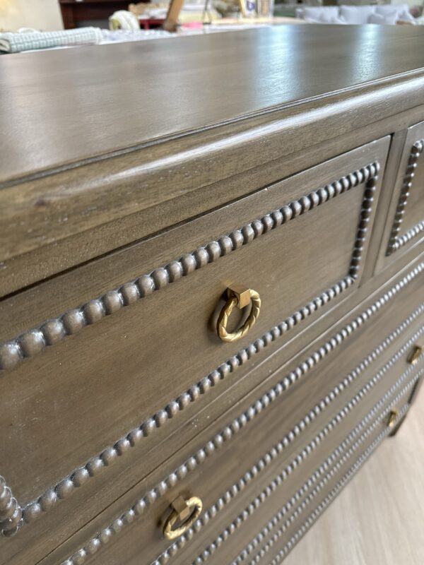 Cholet tall 5 drawer dresser in straw  stain finish and gold hardware - Image 4