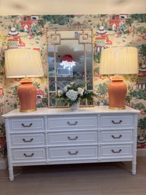 Poppy's Signature 9 Drawer Faux Bamboo Dresser XL | Stock White