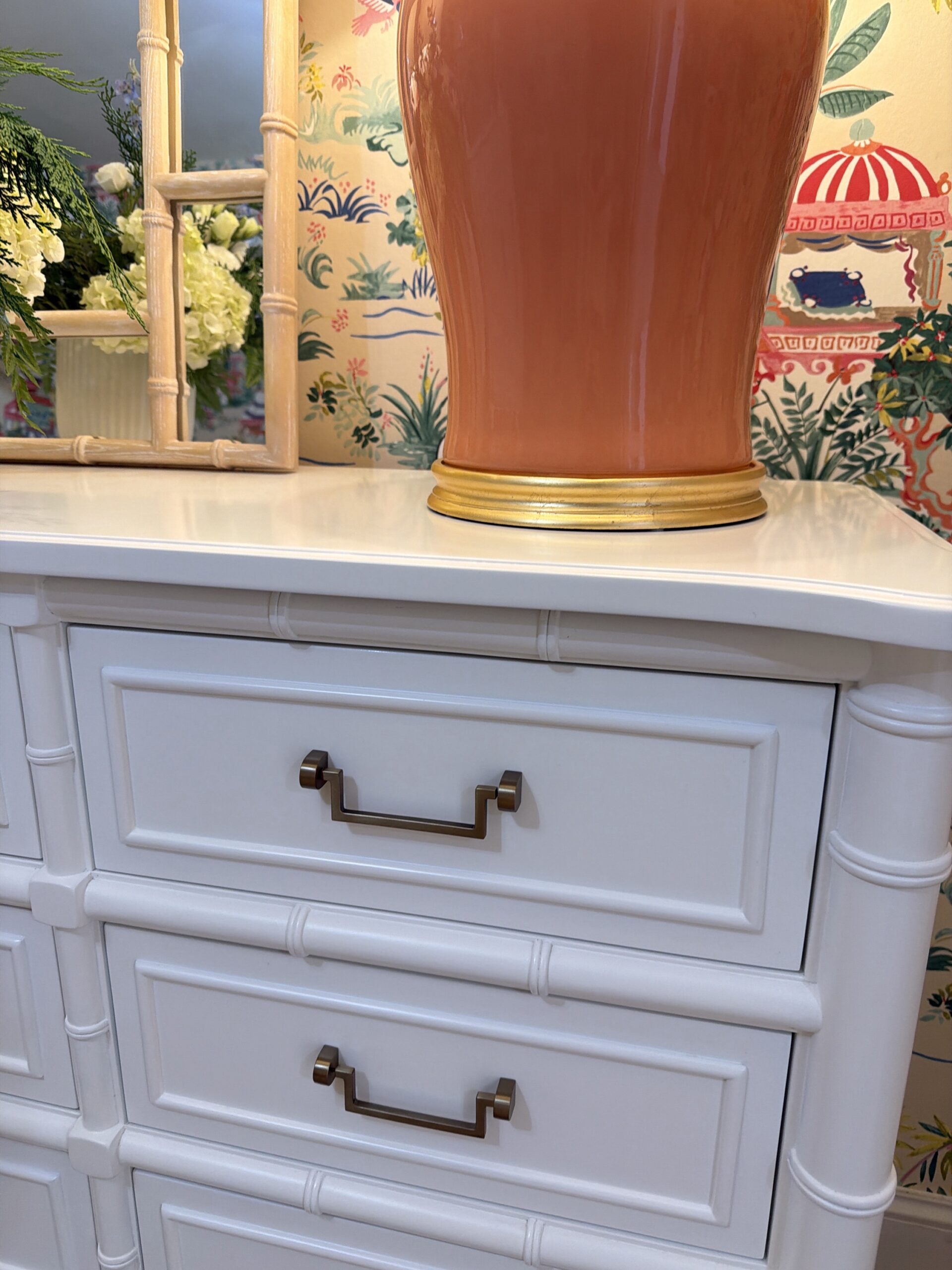 Poppy's Signature 9 Drawer Faux Bamboo Dresser XL | Stock White - Image 4