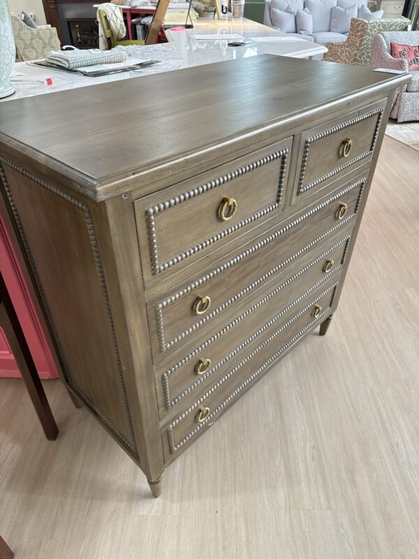 Cholet tall 5 drawer dresser in straw  stain finish and gold hardware - Image 5