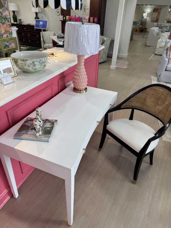 Light with white linen wrapped desk westminister 3 drawer - Image 2