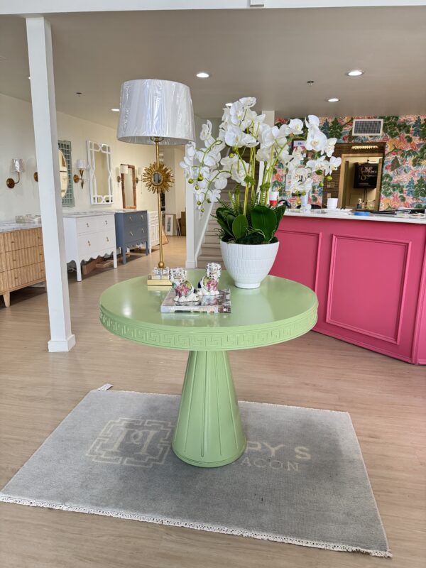 NEW | Athena Greek key round table lacquered in color BM Woodland Hills Green - Image 8