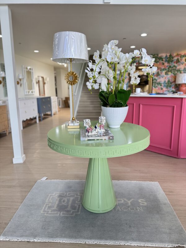 NEW | Athena Greek key round table lacquered in color BM Woodland Hills Green - Image 7
