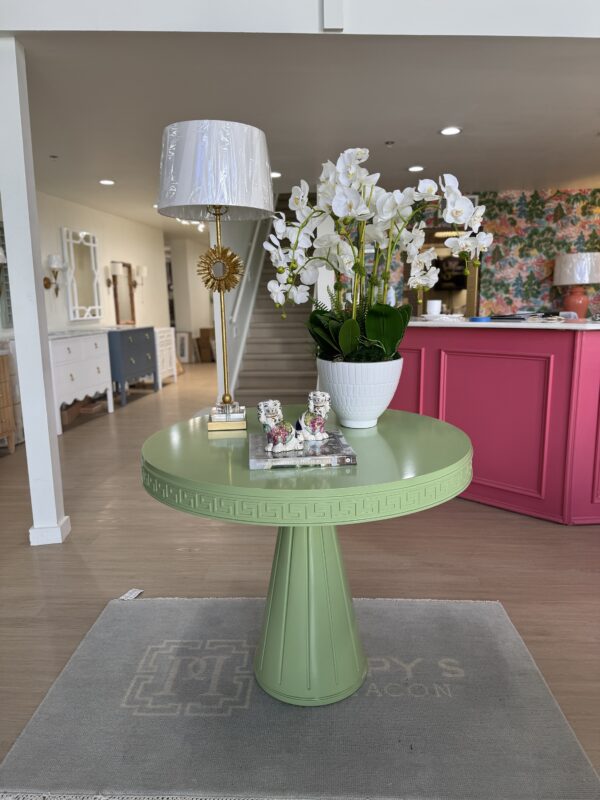 NEW | Athena Greek key round table lacquered in color BM Woodland Hills Green - Image 6