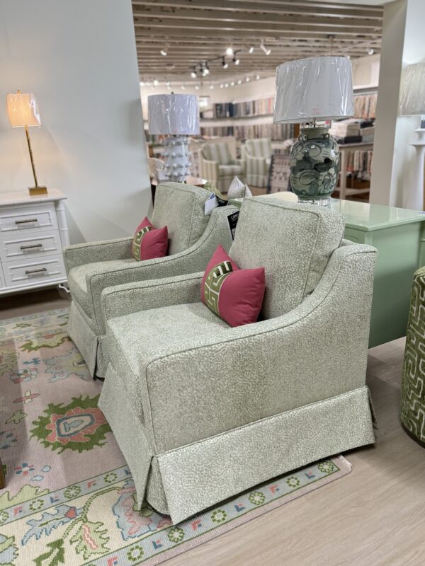 Larson arm swivel chair set in green spot meadow  !- $1950 each cleaning code S - Image 6