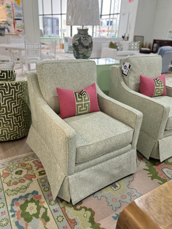 Larson arm swivel chair set in green spot meadow  !- $1950 each cleaning code S - Image 8