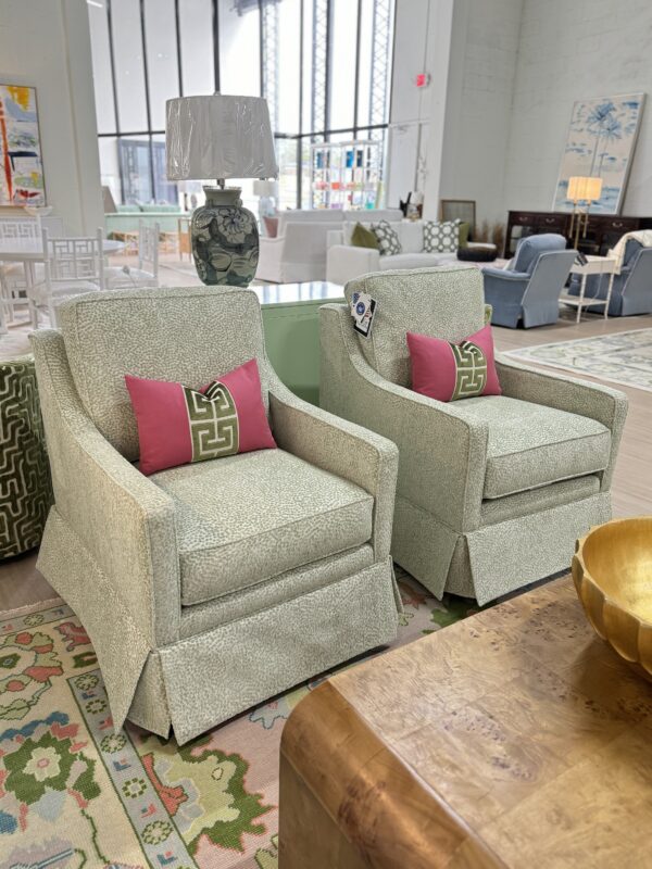 Larson arm swivel chair set in green spot meadow  !- $1950 each cleaning code S