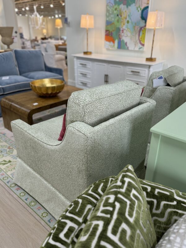 Larson arm swivel chair set in green spot meadow  !- $1950 each cleaning code S - Image 3