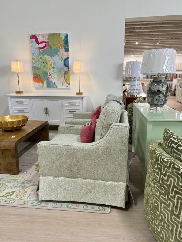 Larson arm swivel chair set in green spot meadow  !- $1950 each cleaning code S - Image 10