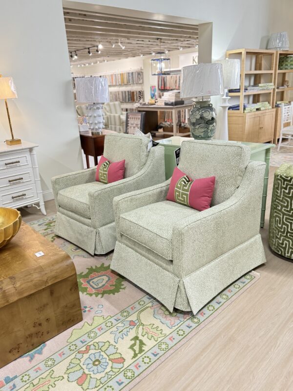 Larson arm swivel chair set in green spot meadow  !- $1950 each cleaning code S - Image 9