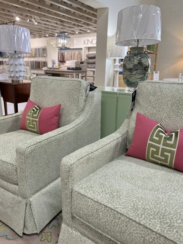 Larson arm swivel chair set in green spot meadow  !- $1950 each cleaning code S - Image 11