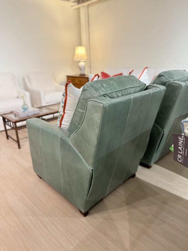 CRLAINE Genuine green Leather Manual Recliner with reverse welt | $3400 each | mont blanc rainforest - Image 8