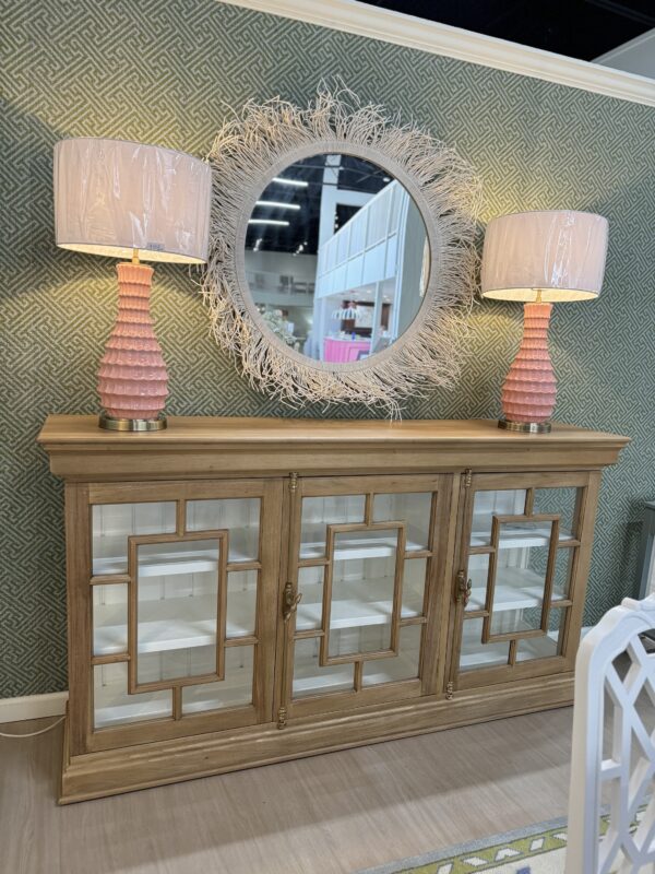 Bruges 3 door credenza in driftwood with white interior