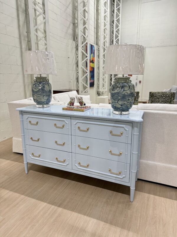 Poppy's Signature Bradley  6 Drawer Faux Bamboo Dresser lacquered in BM Grand Rapids - Image 3