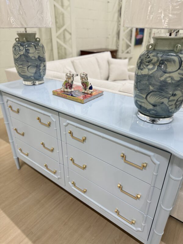 Poppy's Signature Bradley  6 Drawer Faux Bamboo Dresser lacquered in BM Grand Rapids - Image 2