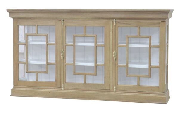 Bruges 3 door credenza in driftwood with white interior - Image 7