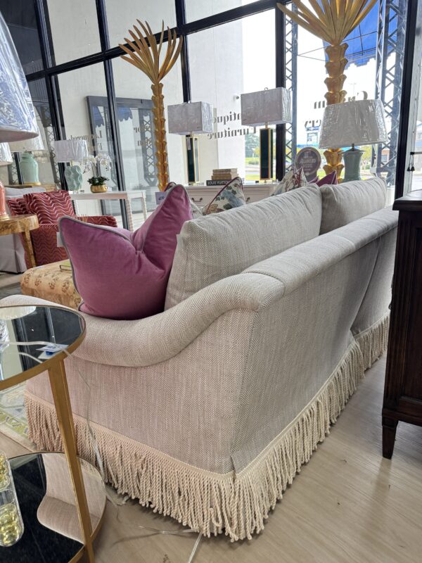 Grace massoud skirted 2 cushion sofa with bullion fringe in fabric - greenhouse latte cleaning code W - Image 5
