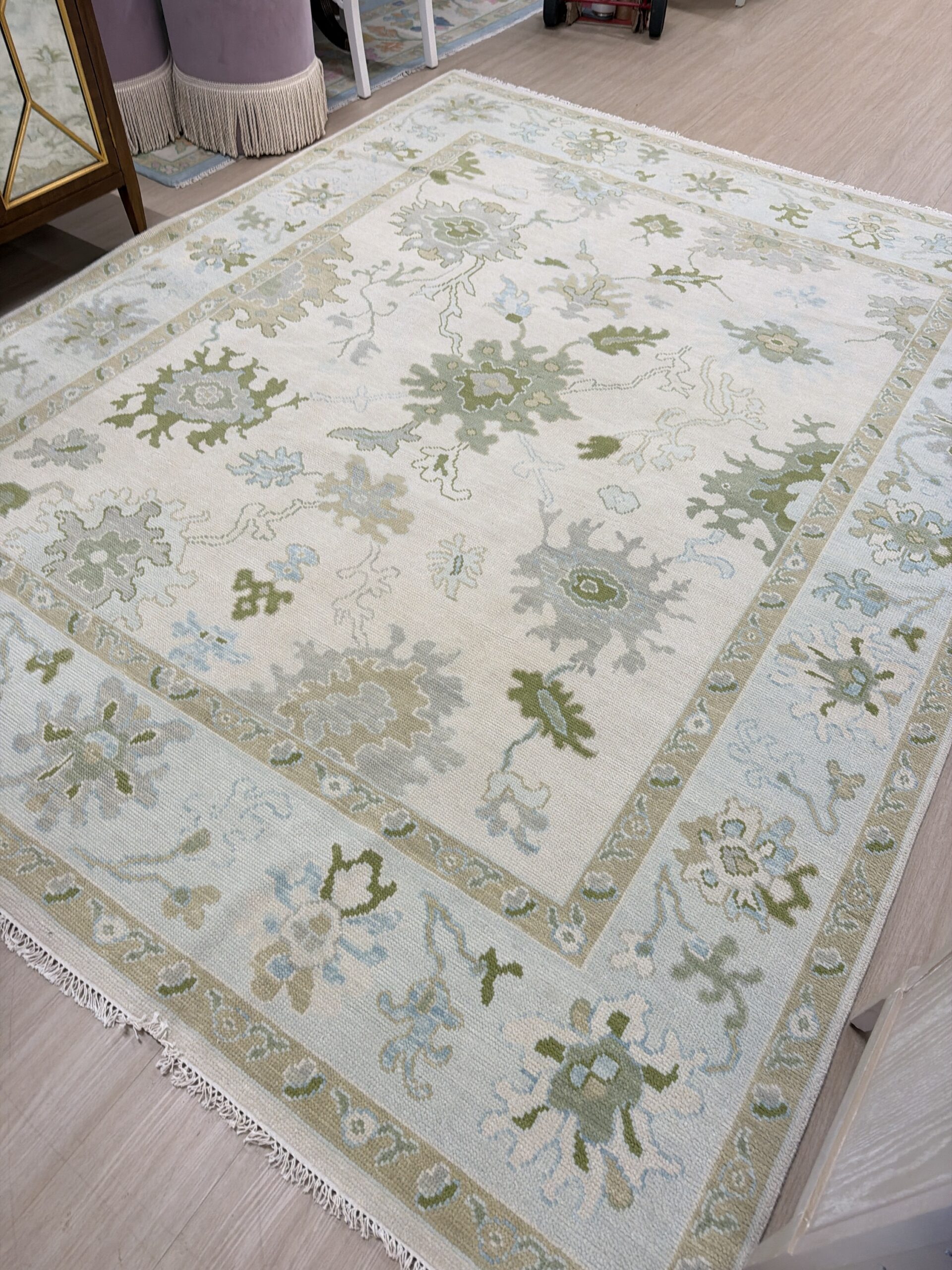 8 x 10 Turkish rug blues and greens