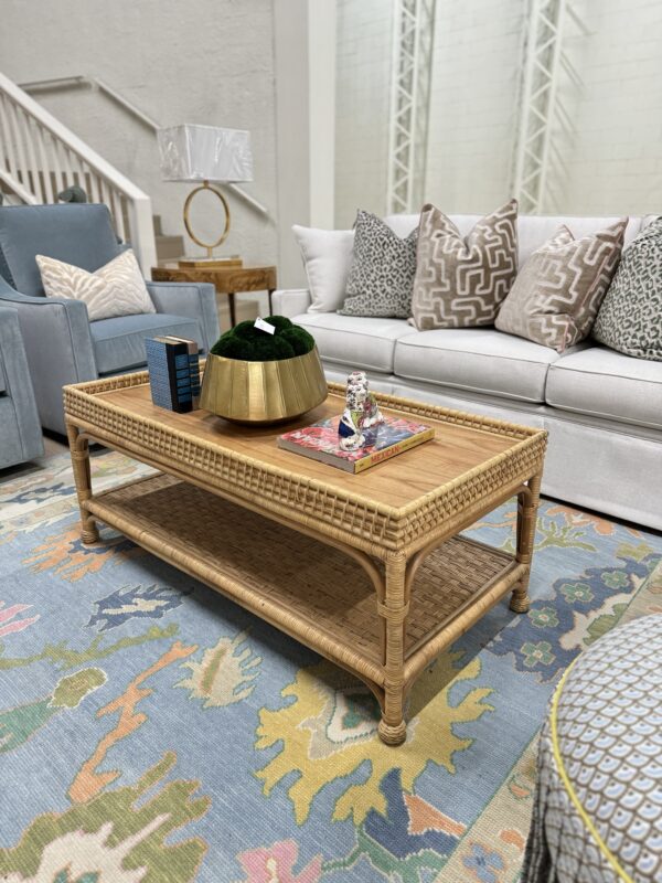 Rattan wooden rectangular coffee table