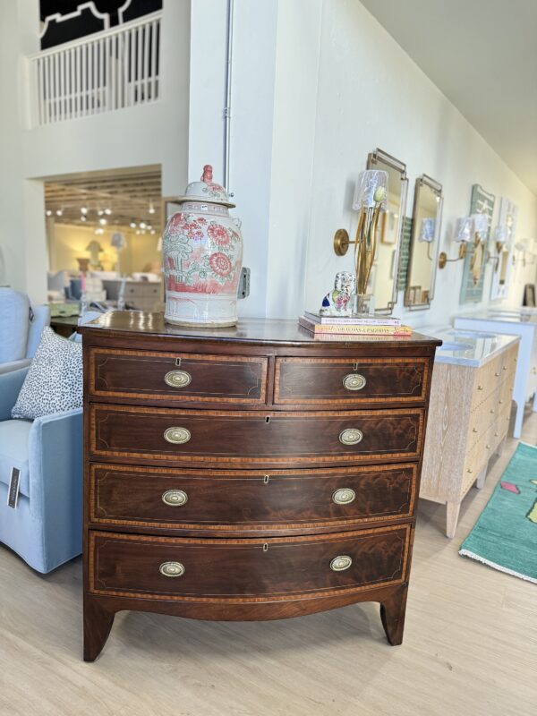 American BowFront Chest in Mahogany with inlay banding