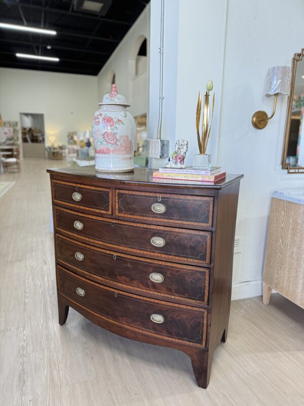 American BowFront Chest in Mahogany with inlay banding - Image 4