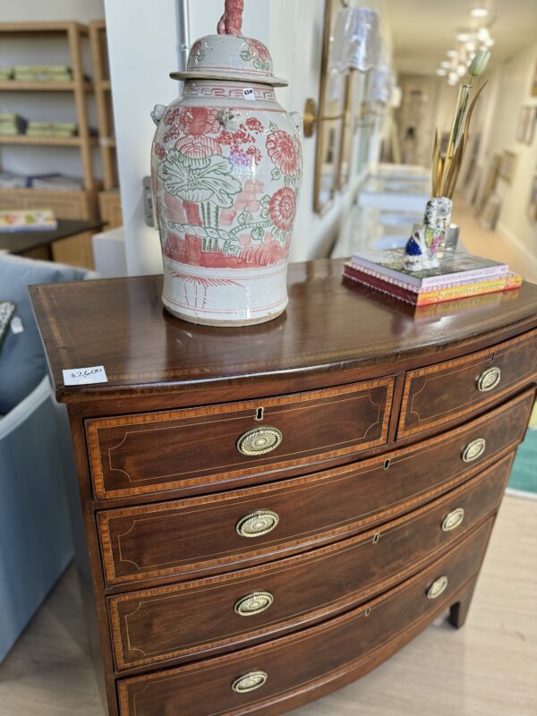 American BowFront Chest in Mahogany with inlay banding - Image 3