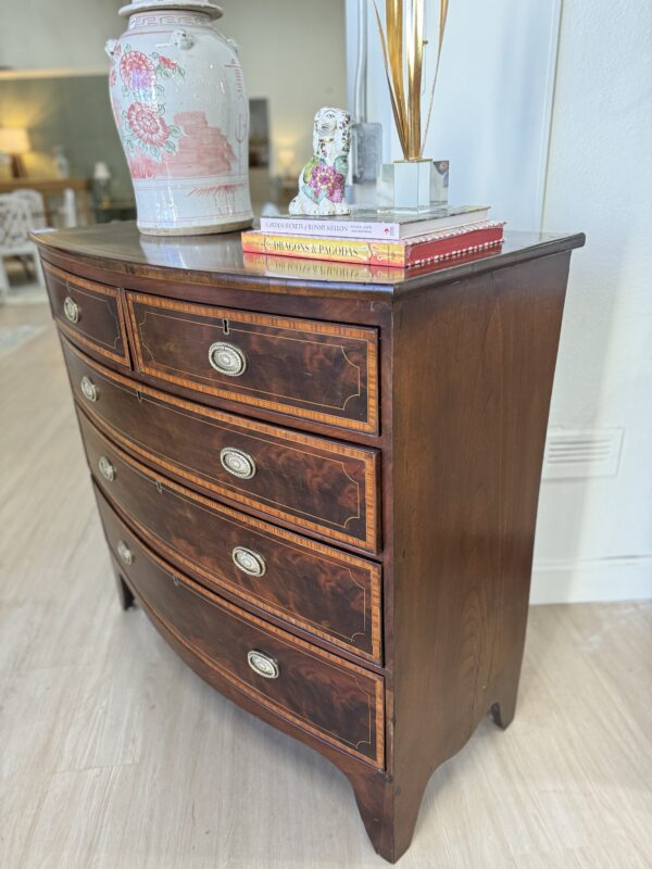 American BowFront Chest in Mahogany with inlay banding - Image 8
