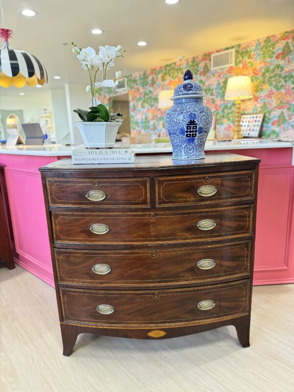 American BowFront Chest in Mahogany with inlay banding Copy Copy