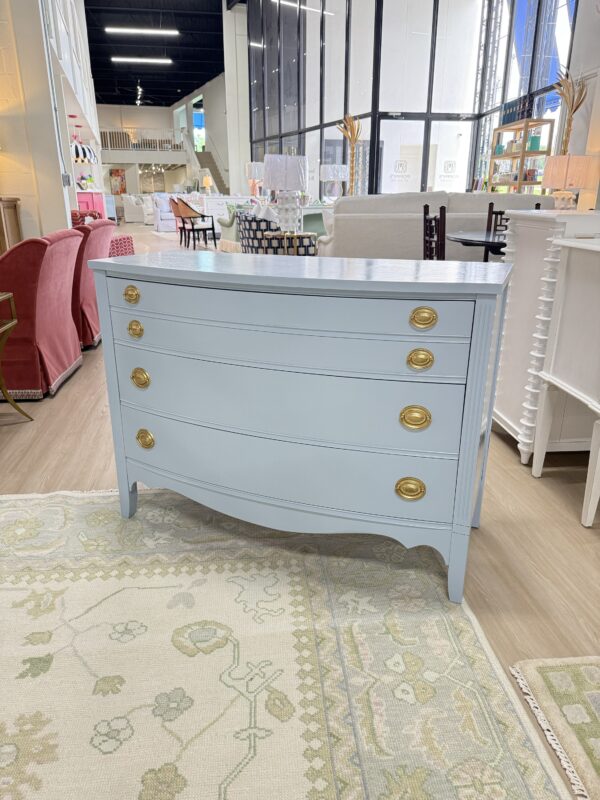 Vintage Dixie bowfront chest lacquered in baby blue sherwin-Williams take five