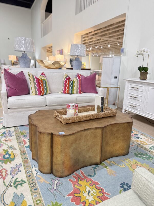 Tevis Bluff antique gold Quatrefoil coffee table - Image 6