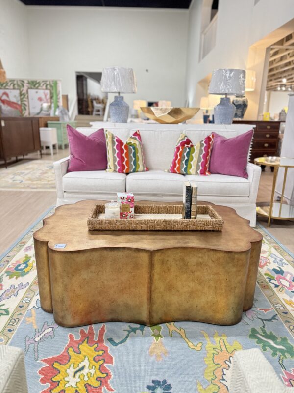 Tevis Bluff antique gold Quatrefoil coffee table - Image 5