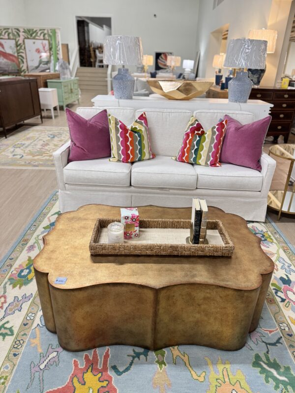 Tevis Bluff antique gold Quatrefoil coffee table