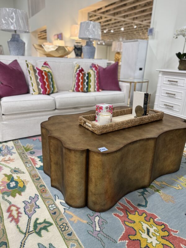 Tevis Bluff antique gold Quatrefoil coffee table - Image 2