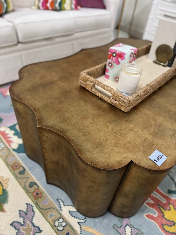 Tevis Bluff antique gold Quatrefoil coffee table - Image 3