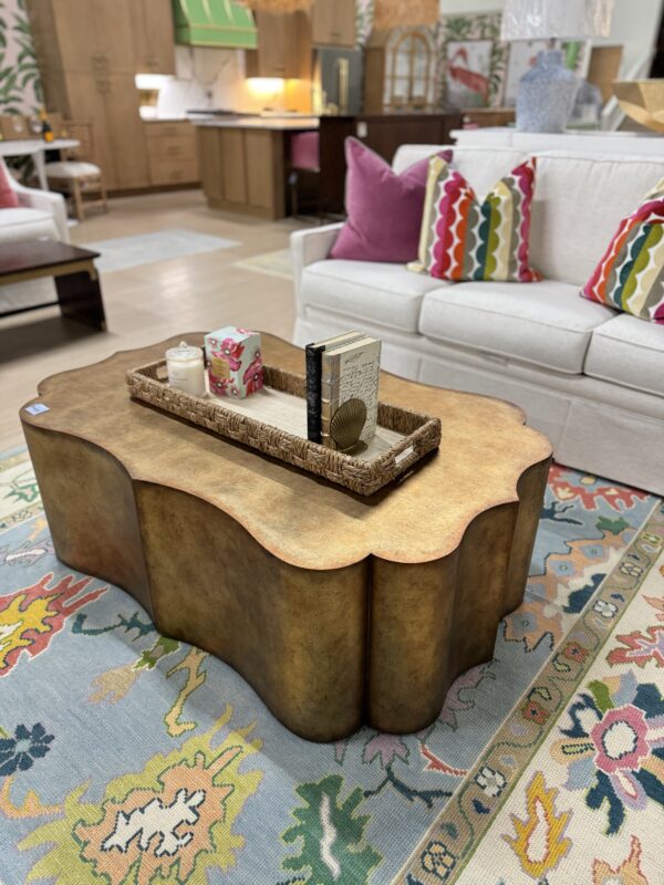 Tevis Bluff antique gold Quatrefoil coffee table - Image 4