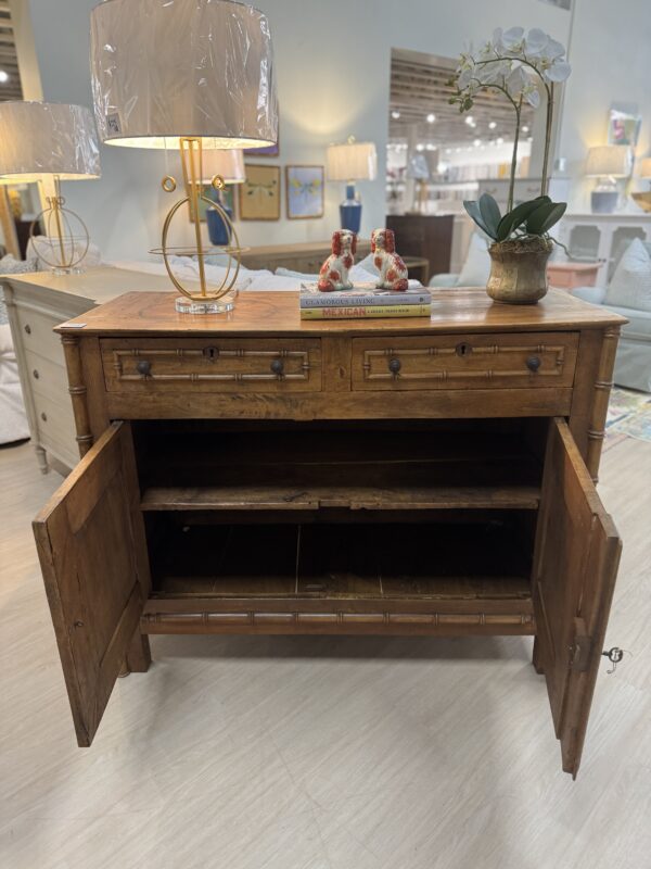 VINTAGE  | Faux bamboo chest with 2 doors & two drawers for storage!! Now available on our website! - Image 2
