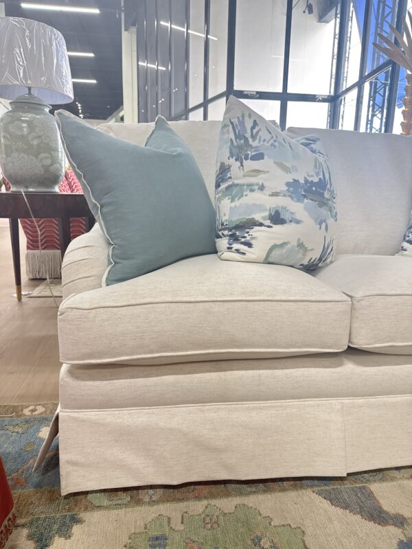 Kincaid  skirted sofa 3 over 3   cushion fill covered in performance fabric Crypton nomad snow! - Image 2