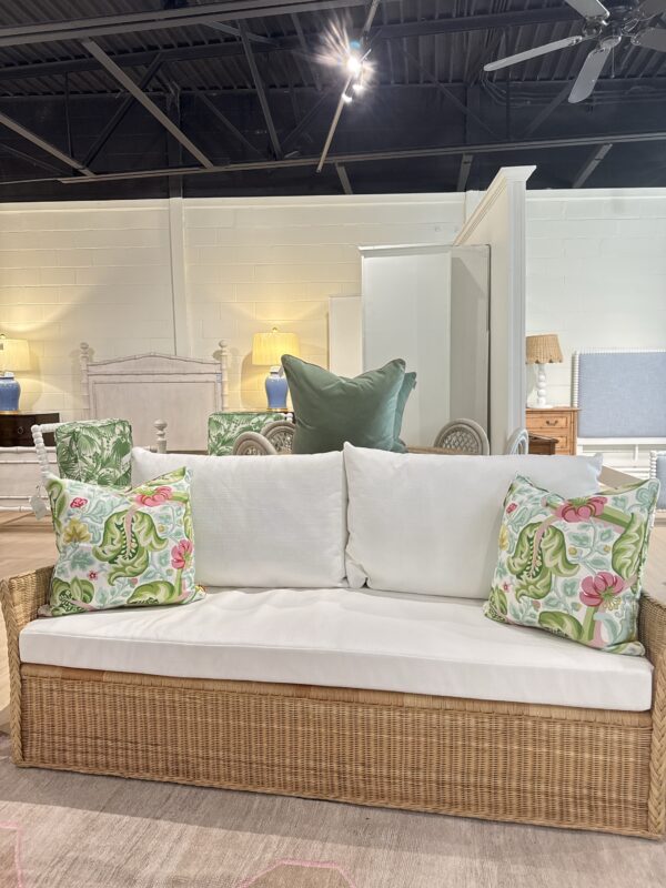Rattan bench seat sofa with performance cushion *for screened in or covered porch use only* - Image 5