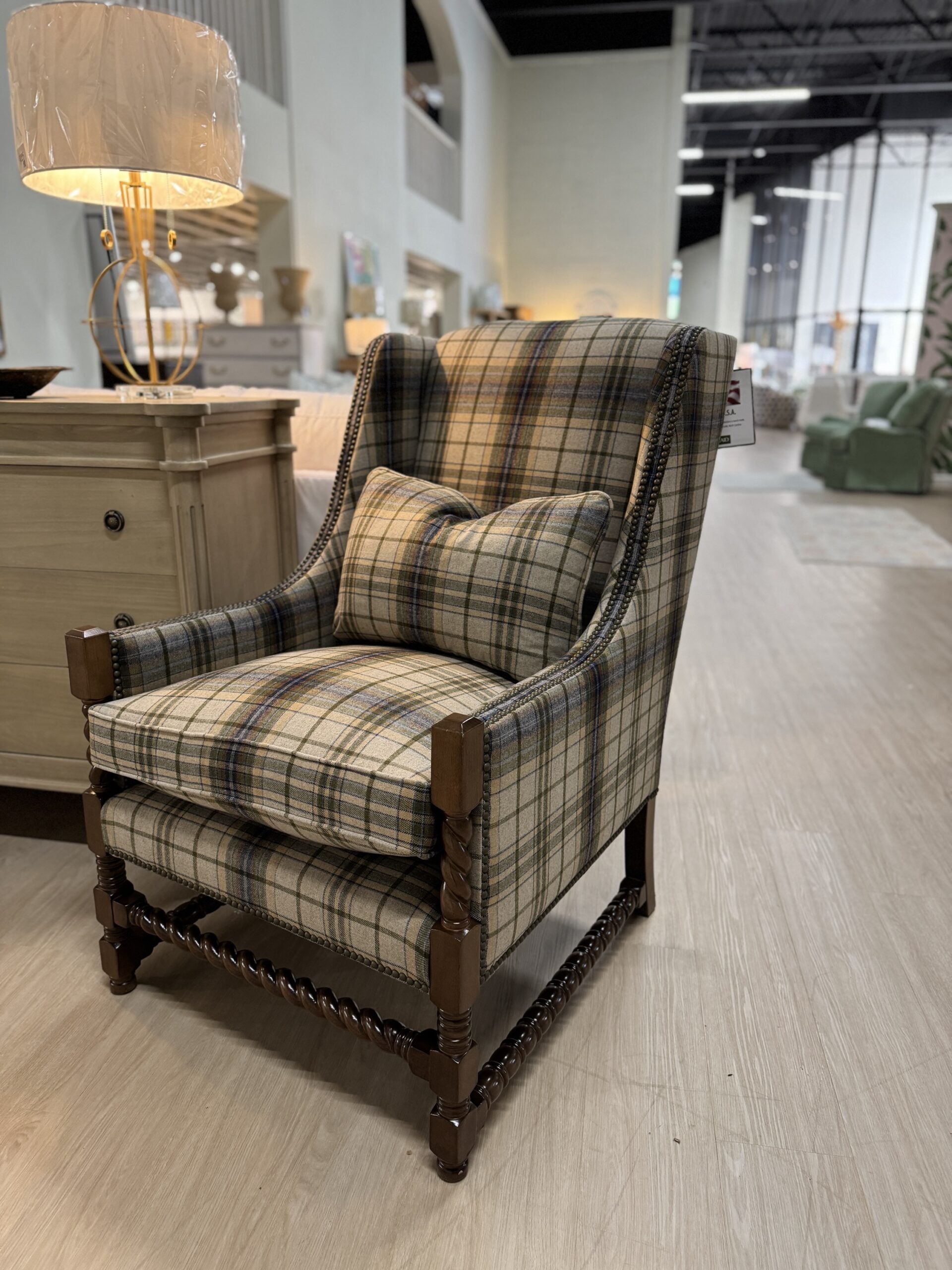 Set of kincaid wool Harrington with brass nailheads and wooden legs
$2900 each