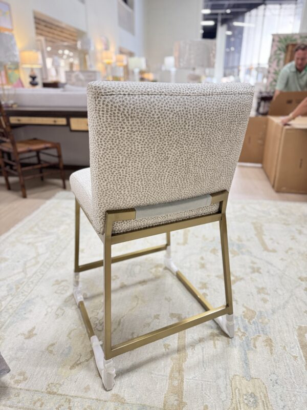 Set of (4) Custom counter Stools | yambo spots, upholstery with blue velvet detailing on the back $1750 each - Image 9