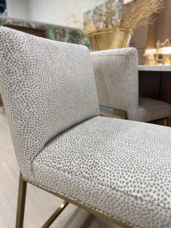 Set of (4) Custom counter Stools | yambo spots, upholstery with blue velvet detailing on the back $1750 each - Image 5