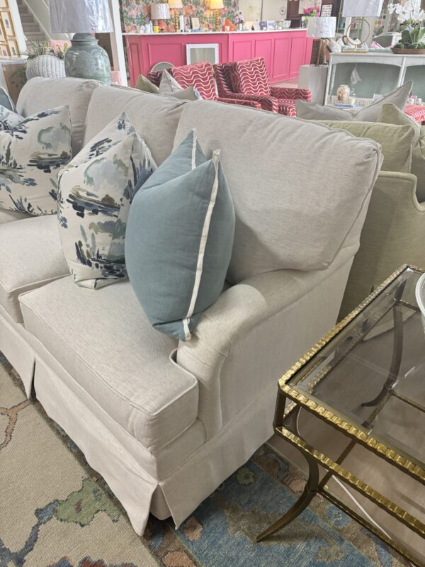 Kincaid  skirted sofa 3 over 3   cushion fill covered in performance fabric Crypton nomad snow! - Image 5