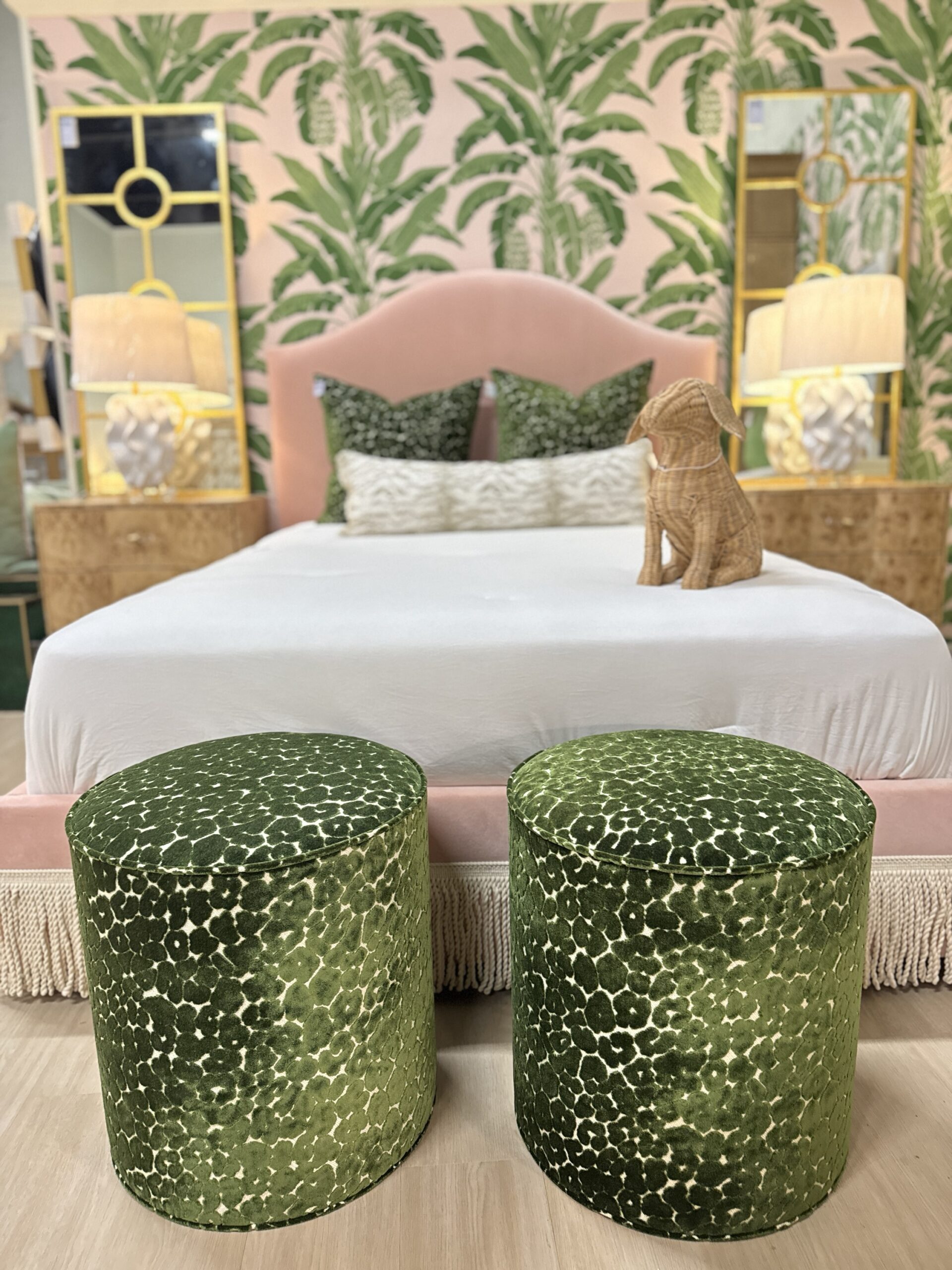Set of custom design leapord  pucylinder, ottoman set! $1400  each!