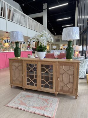 Grosvenor Glass Front & faux bamboo Sideboard | driftwood