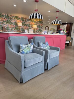 Larson arm swivel chair set in performance velvet Banks hearon   !- $1750 each