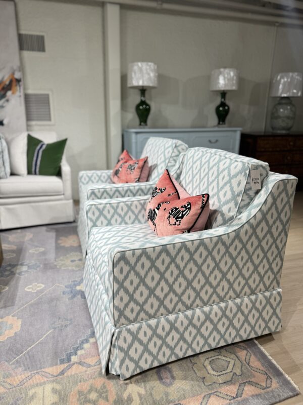 Larson arm swivel chair set in blue Malave turquoise!- $1750 each cleaning code - Image 5