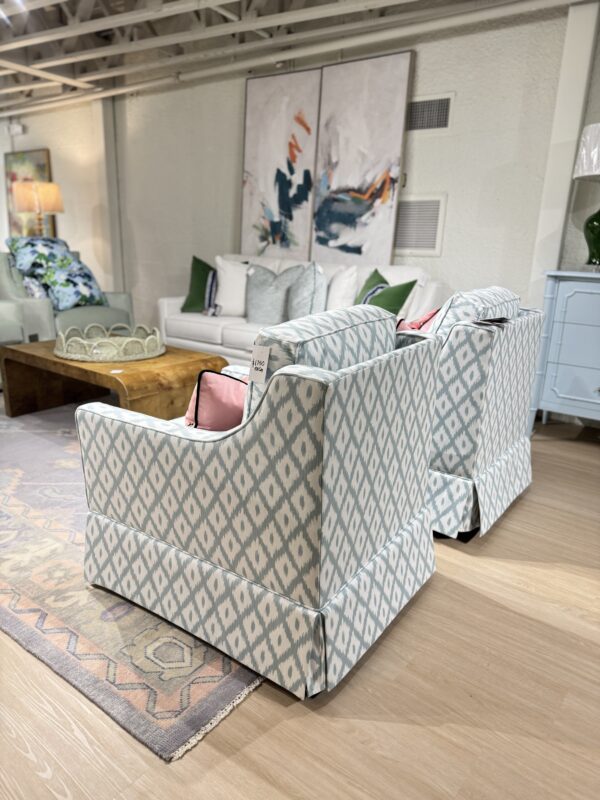 Larson arm swivel chair set in blue Malave turquoise!- $1750 each cleaning code - Image 2